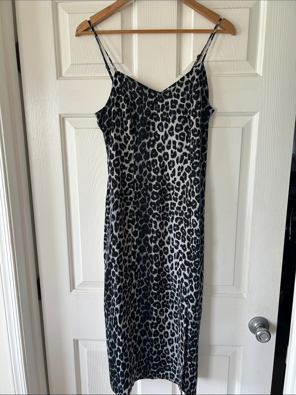 Gilli Black and White Leopard Midi Slip Dress